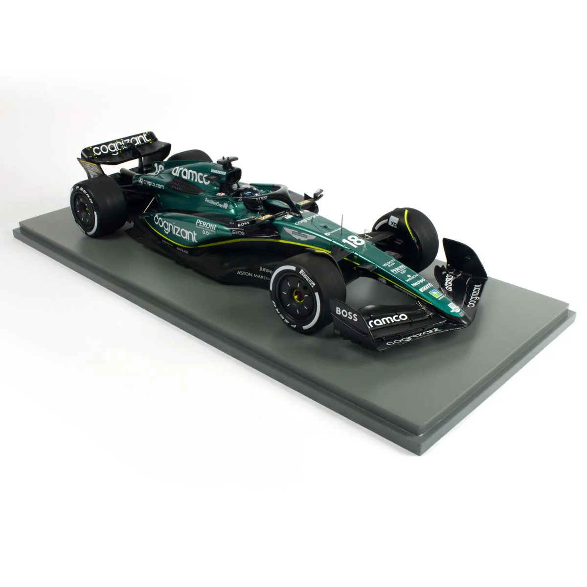 Aston Martin AMR22 No.18 Aston Martin Aramco Cognizant F1 Team - 6th Bahrain GP 2023 - Lance Stroll - 1:18 Scale Resin Model Car - Image 4
