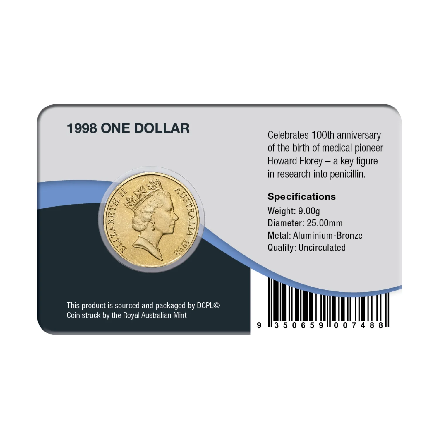 Australia Howard Florey 1998 $1 Aluminium-Bronze Uncirculated Coin Pack - Image 2