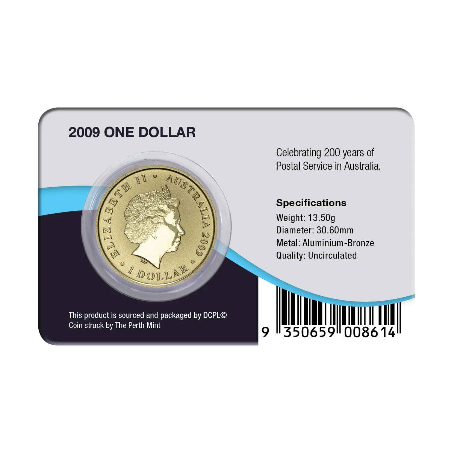 Australia Postal Services Bicentenary 2009 $1 Aluminium-Bronze Uncirculated Coin Pack - Image 2