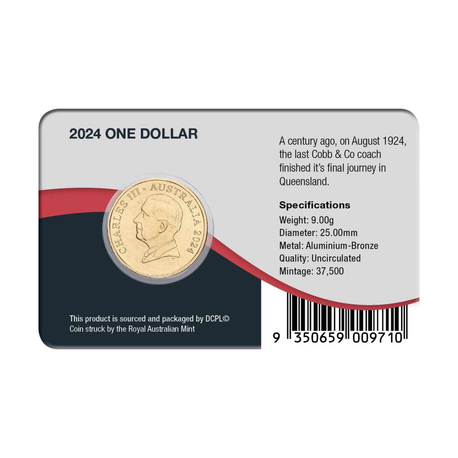 Australia Cobb & Co Centenary of Last Passenger Service 2024 $1 Aluminium-Bronze Uncirculated Coin Pack - Image 2