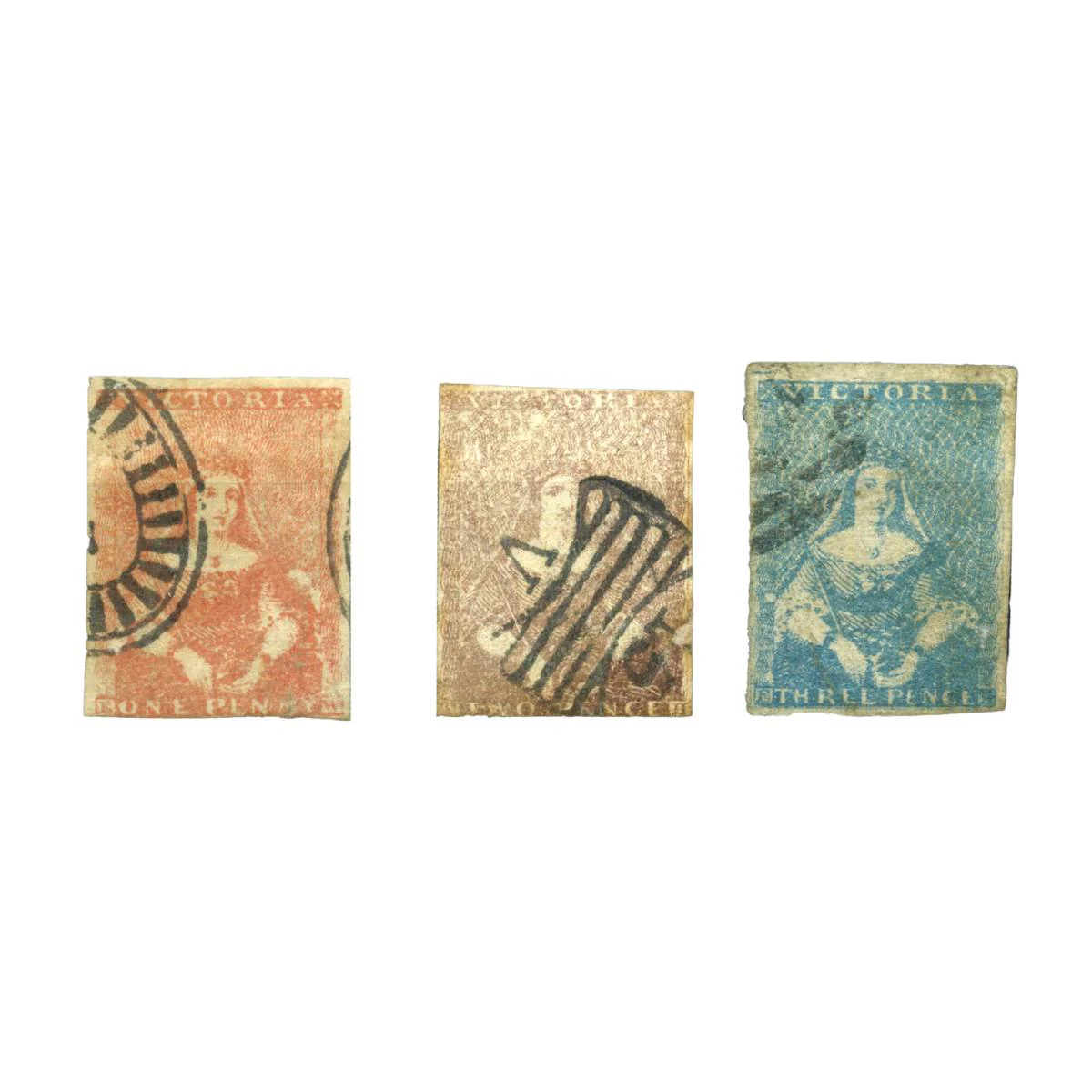Australia Victoria 1850 Half Length Stamp Trio Fine Used