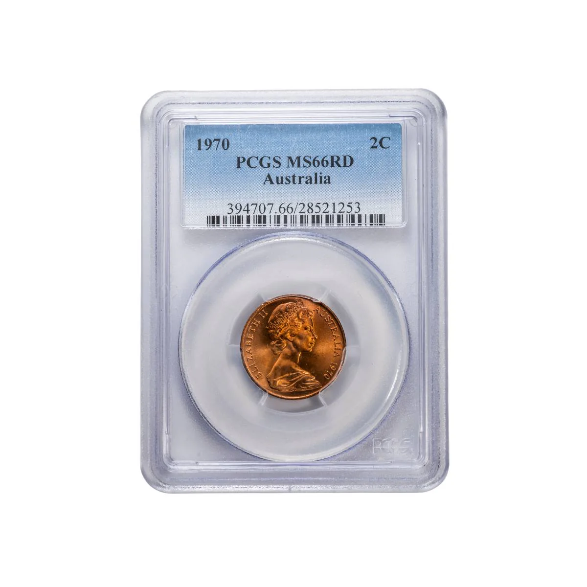 Australia 1970 2c Bronze Coin PCGS MS66RD (Gem Uncirculated)