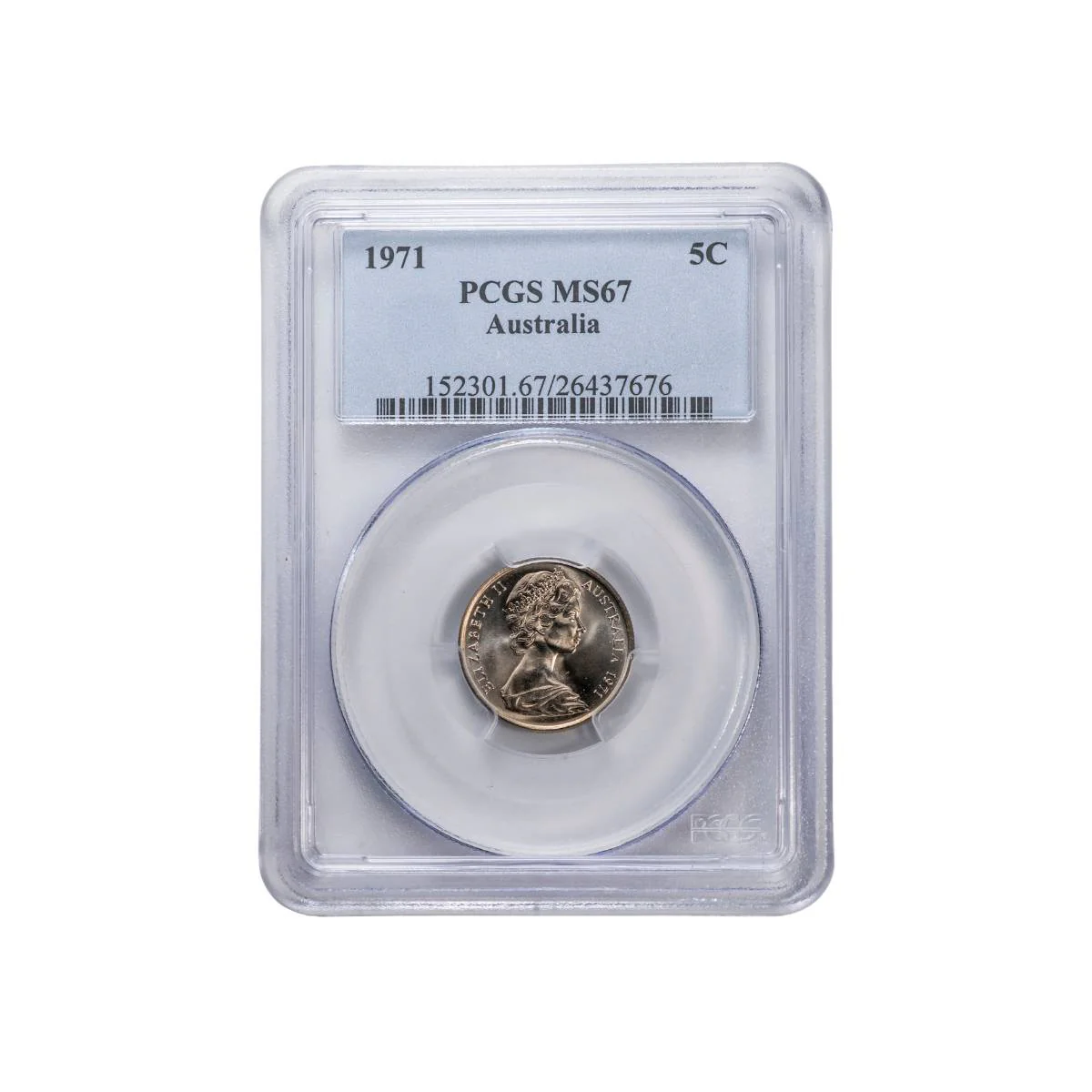 Australia 1971 5c Cupro-Nickel Coin PCGS MS67 (Gem Uncirculated)