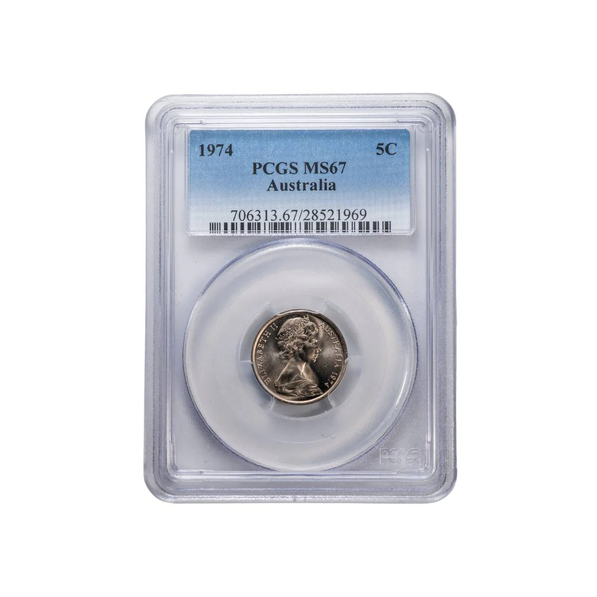 Australia 1974 5c Cupro-Nickel Coin PCGS MS67 (Gem Uncirculated)
