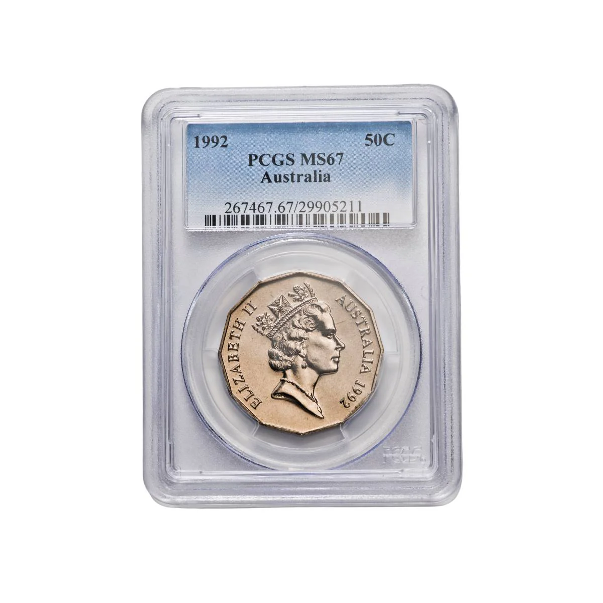 Australia 1992 50c Coat of Arms Cupro-Nickel Coin PCGS MS67 (Gem Uncirculated)