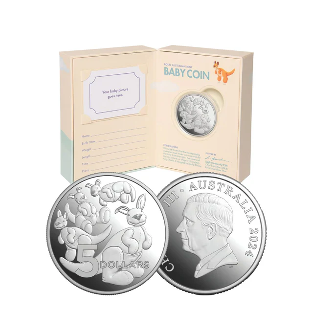 Australia 2024 Baby Mint Set + Toy Kangaroo 2024 $5 1oz Silver Proof Coin - Image 5