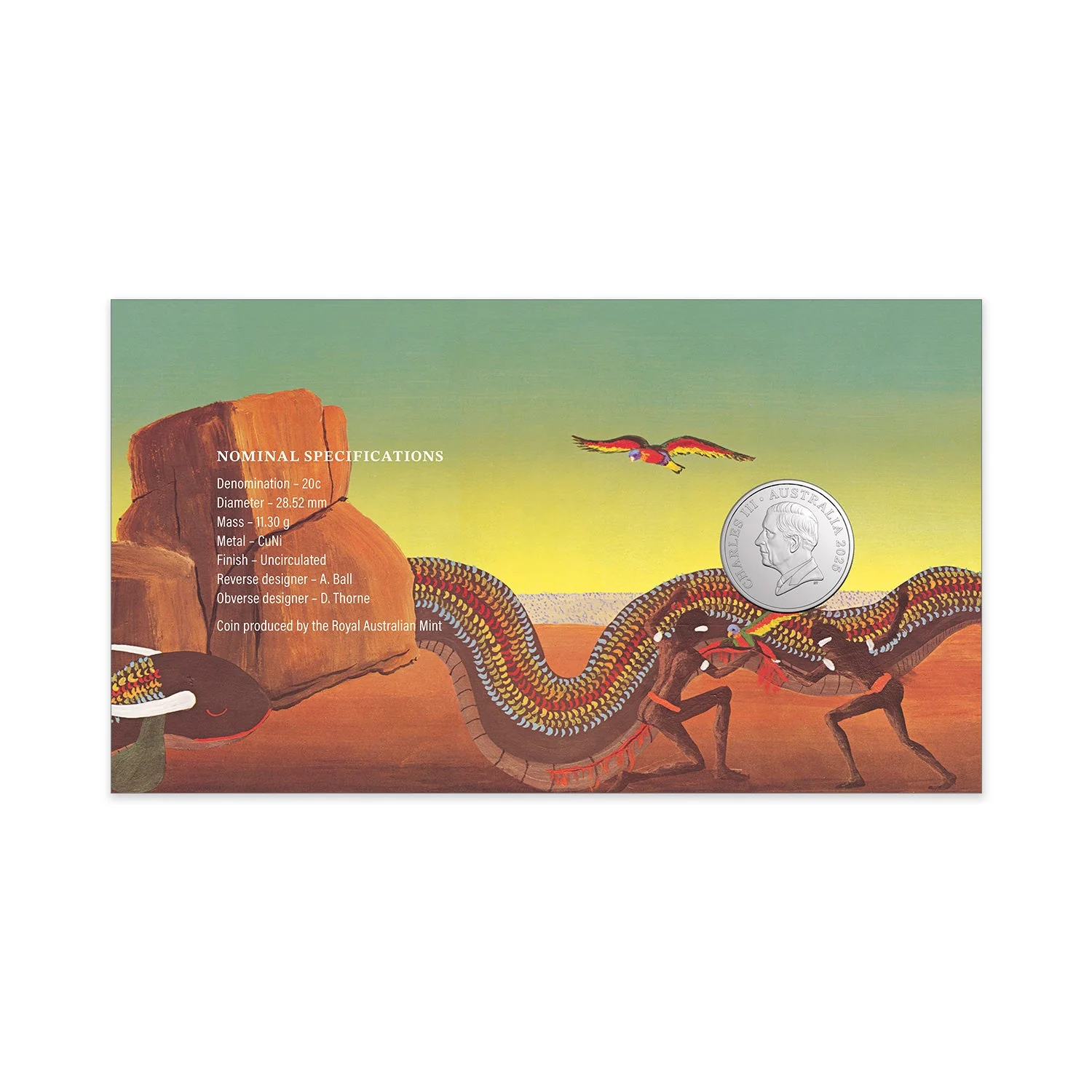 Australia 50th Anniversary The Rainbow Serpent 2025 20c Stamp & Coin Cover - Image 5