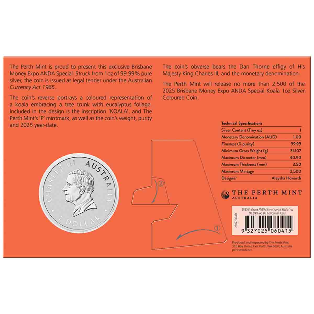 Australia ANDA Brisbane Money Expo 2025 $1 Koala Colour 1oz Silver Uncirculated Coin - Image 5