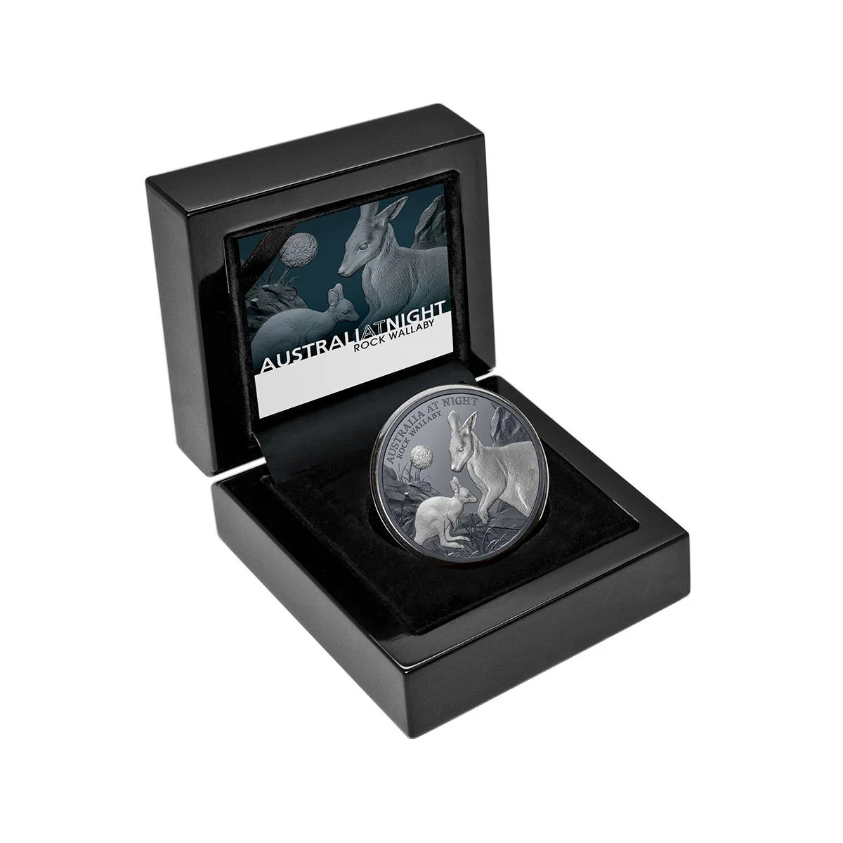 Australia at Night 2024 $1 Rock Wallaby 1oz Silver Black Proof Coin - Image 3