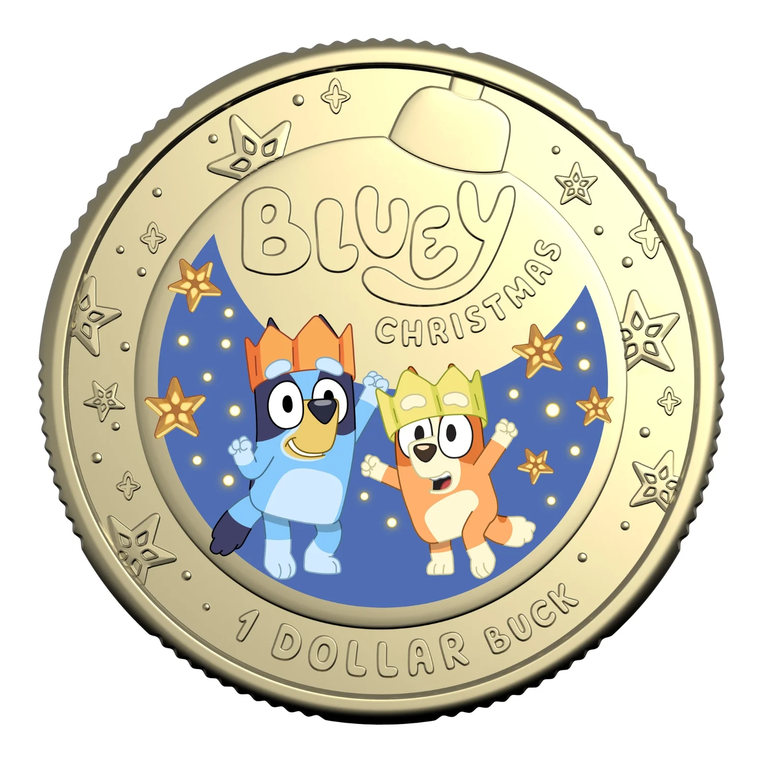 Australia Bluey Christmas 2025 $1 Decoration Colour Aluminium-Bronze Uncirculated Coin - Image 3