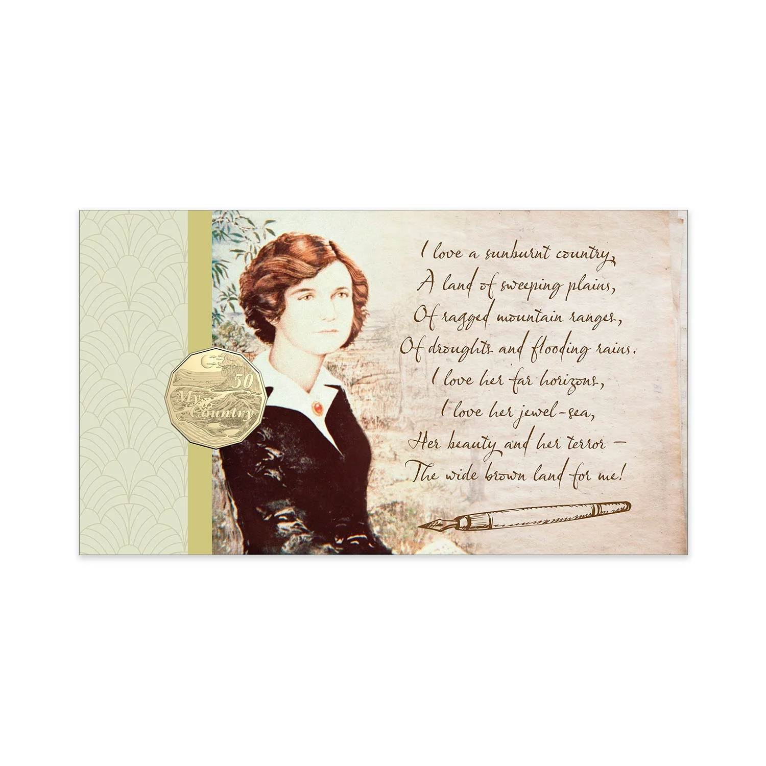 Australia Dorothea Mackellar - My Country 2025 50c Stamp & Coin Cover - Image 4