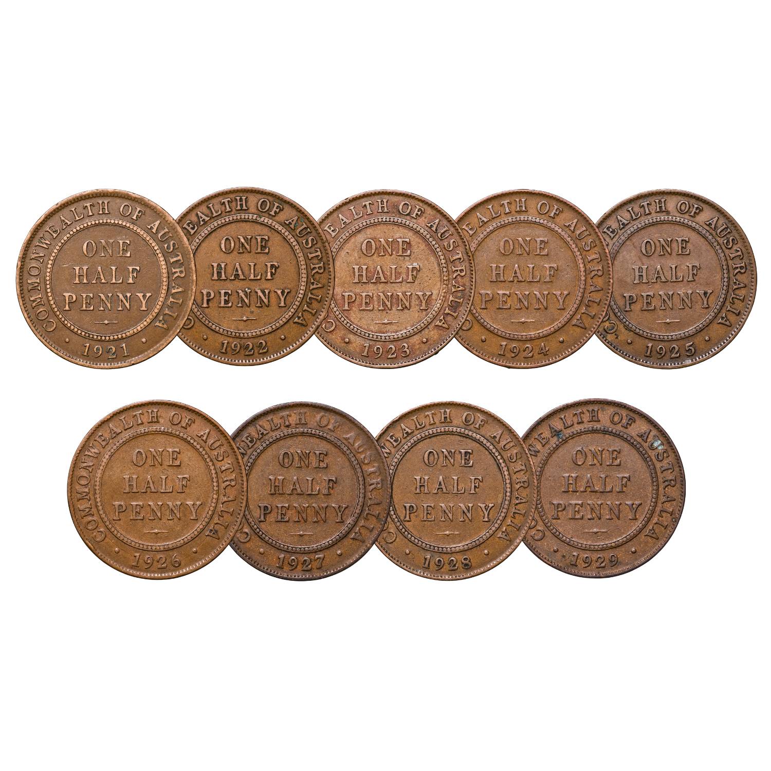 Australia George V 1921-29 Very Good-Fine 49-Coin Set - Image 10