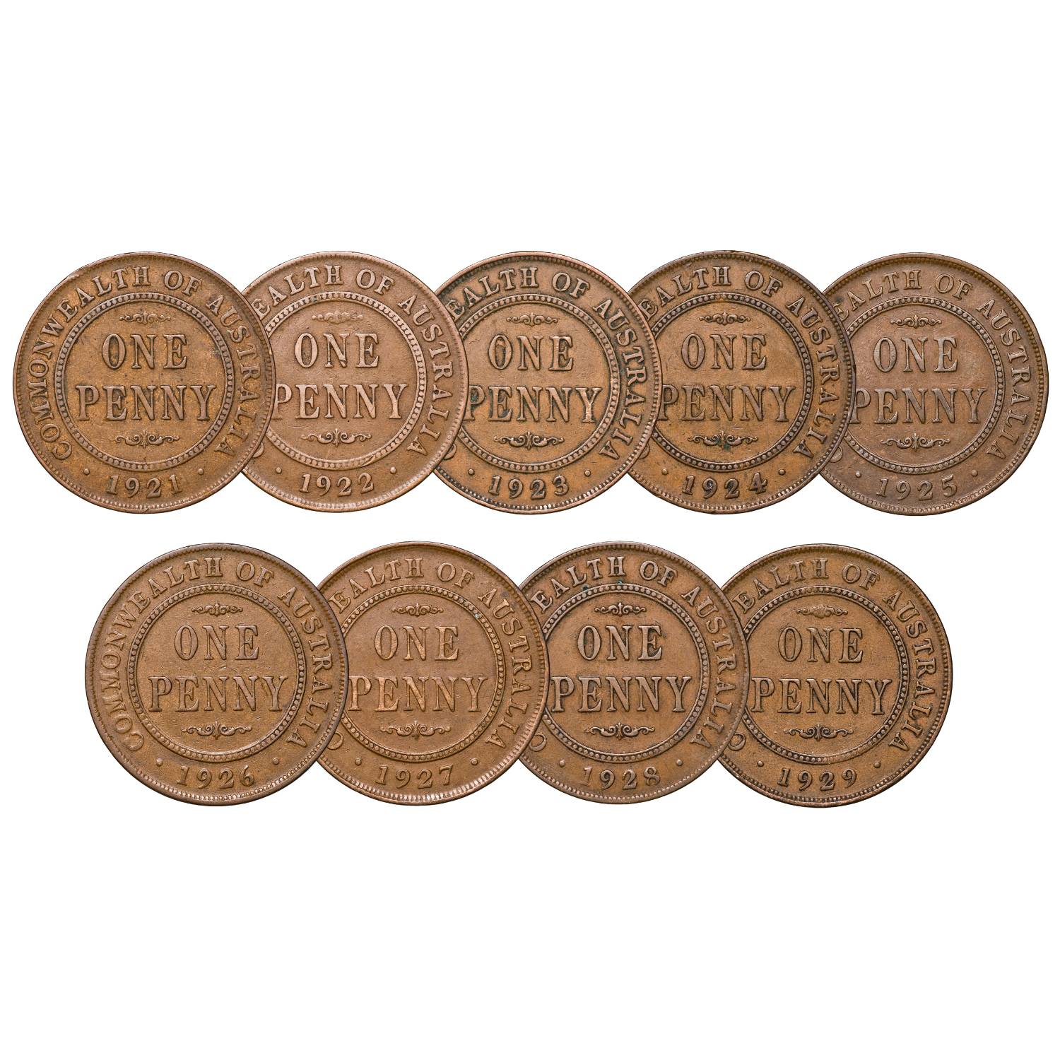 Australia George V 1921-29 Very Good-Fine 49-Coin Set - Image 12
