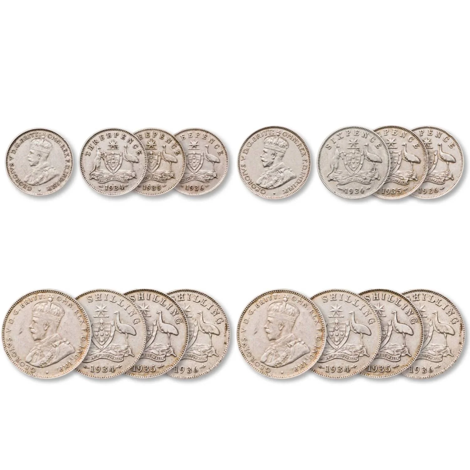 Australia George V 1934-36 Very Fine-Extremely Fine 12-Coin Collection