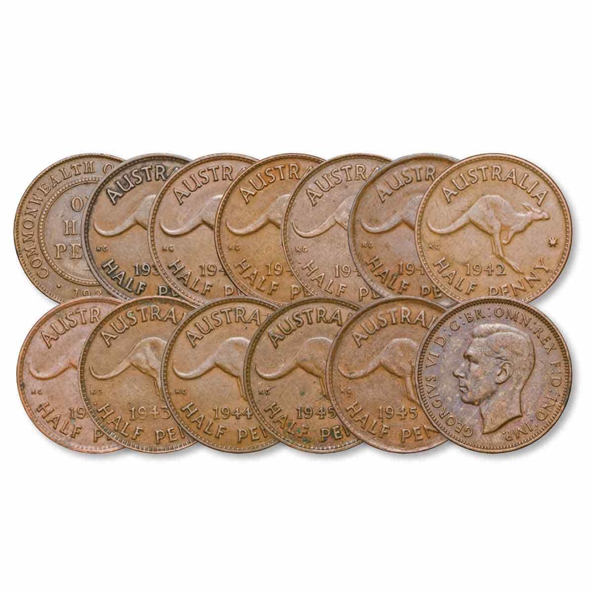 Australia George VI 1939-1945 Complete Fine-Very Fine 65-Coin Set - Image 2