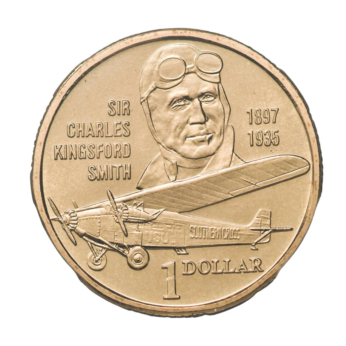 Australia Kingsford Smith Centenary 1997 $1 Aluminium-Bronze Coin PCGS MS67 (Gem Uncirculated) - Image 2