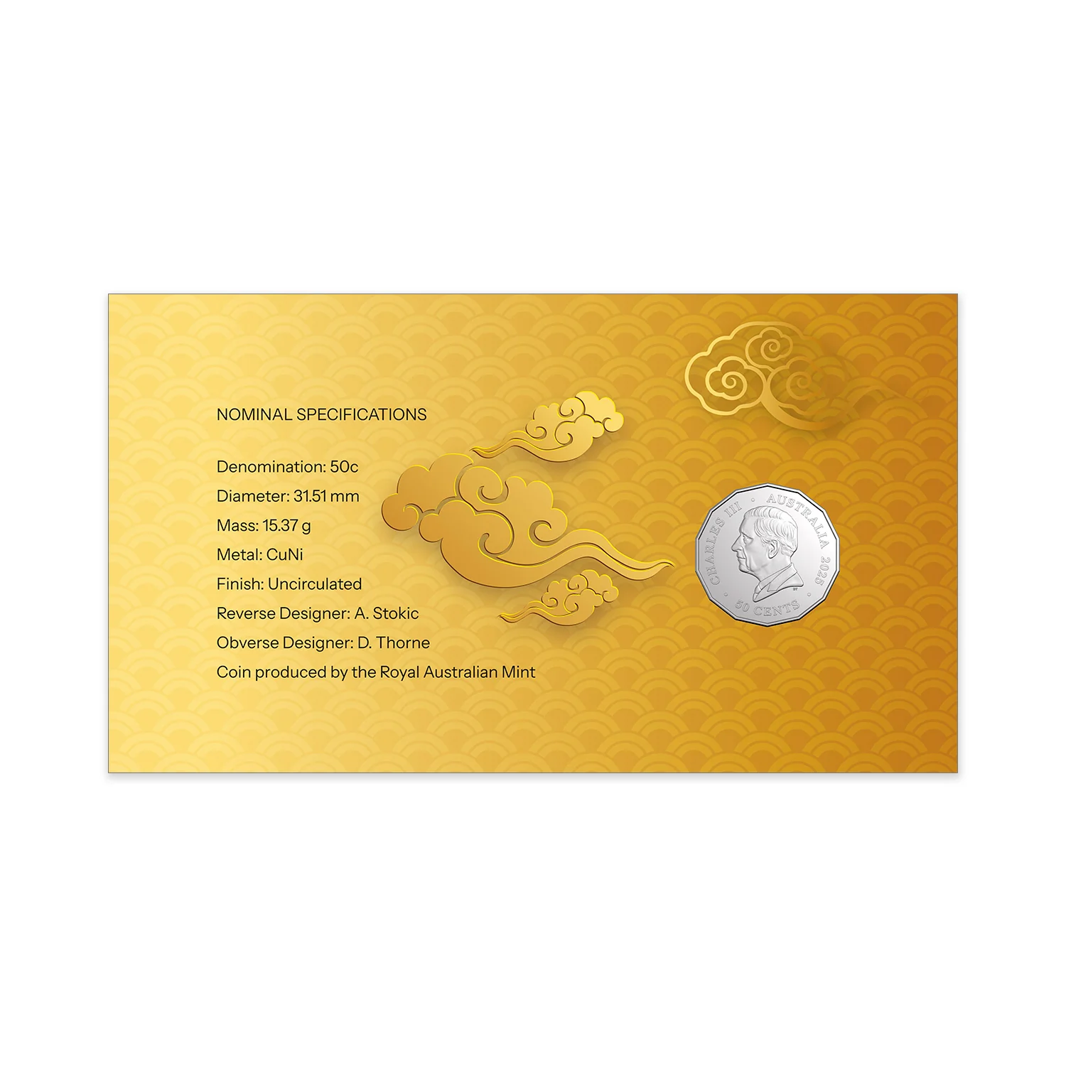 Australia Lunar Year of the Snake 2025 50c Tetradecagon Stamp & Coin Cover - Image 4