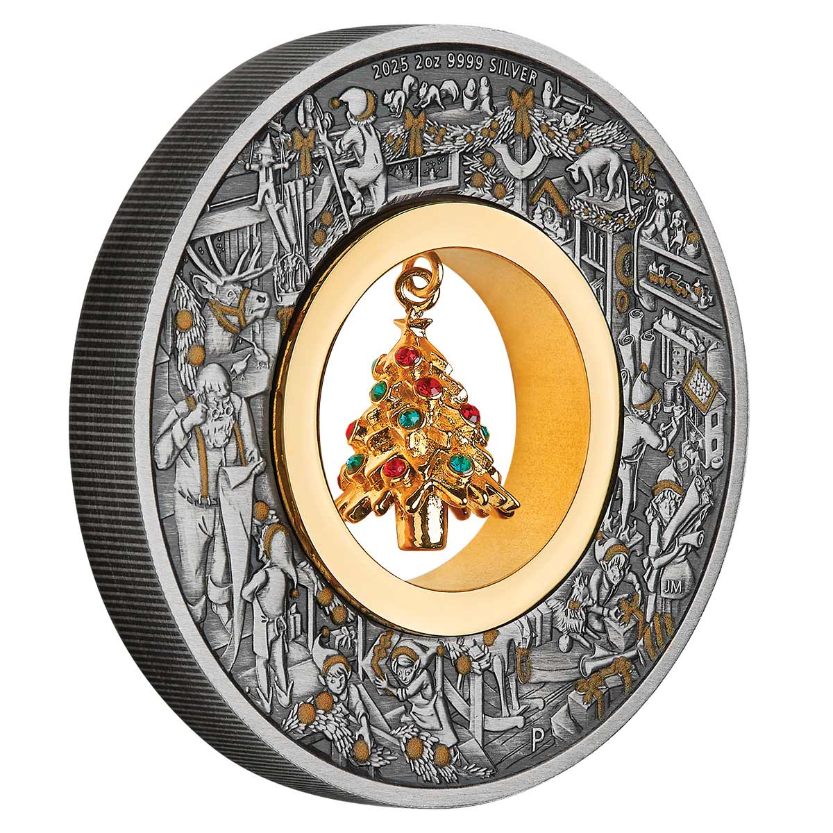 Australia Santa’s Workshop 2025 $2 Christmas Tree 2oz Silver Antique Coin