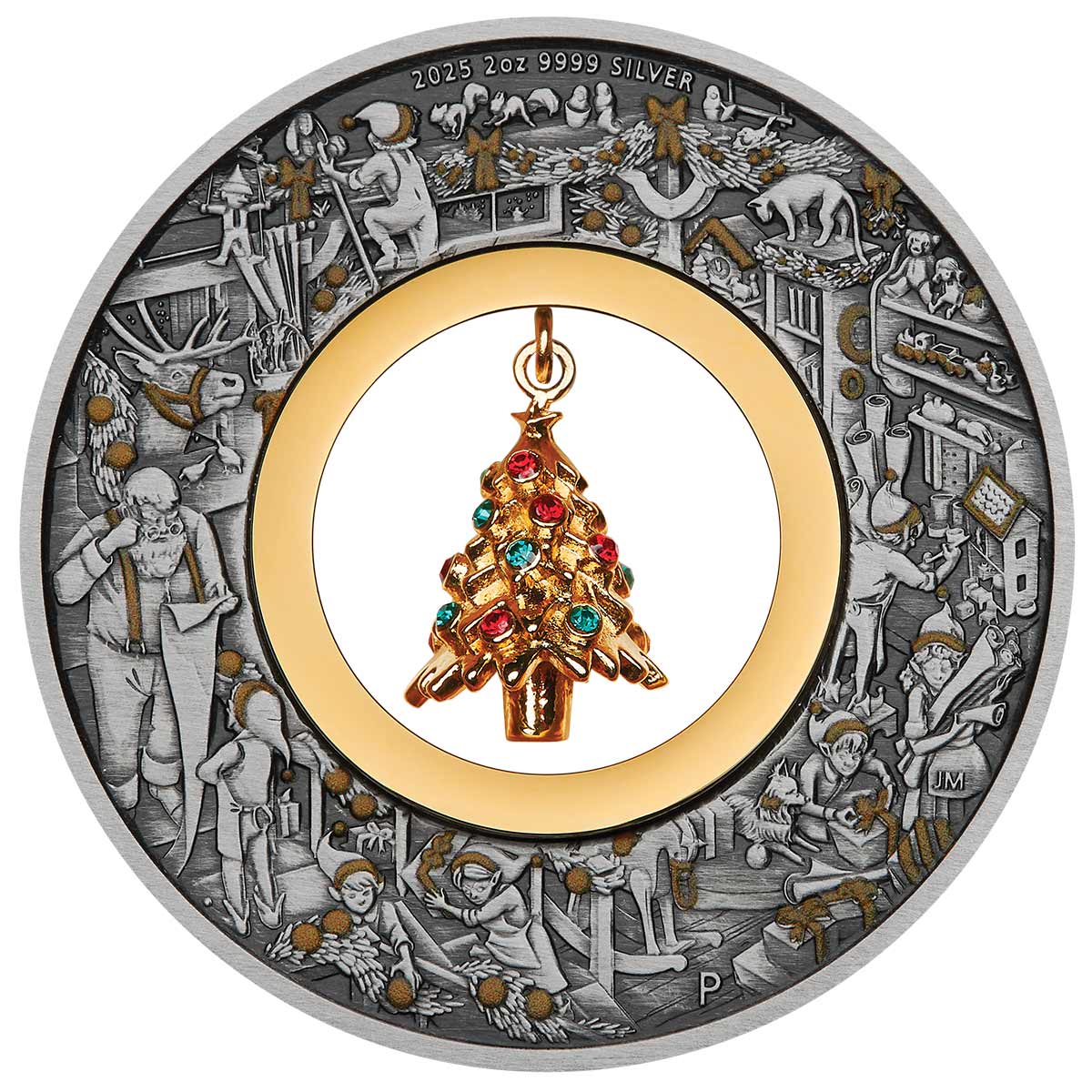 Australia Santa’s Workshop 2025 $2 Christmas Tree 2oz Silver Antique Coin - Image 3