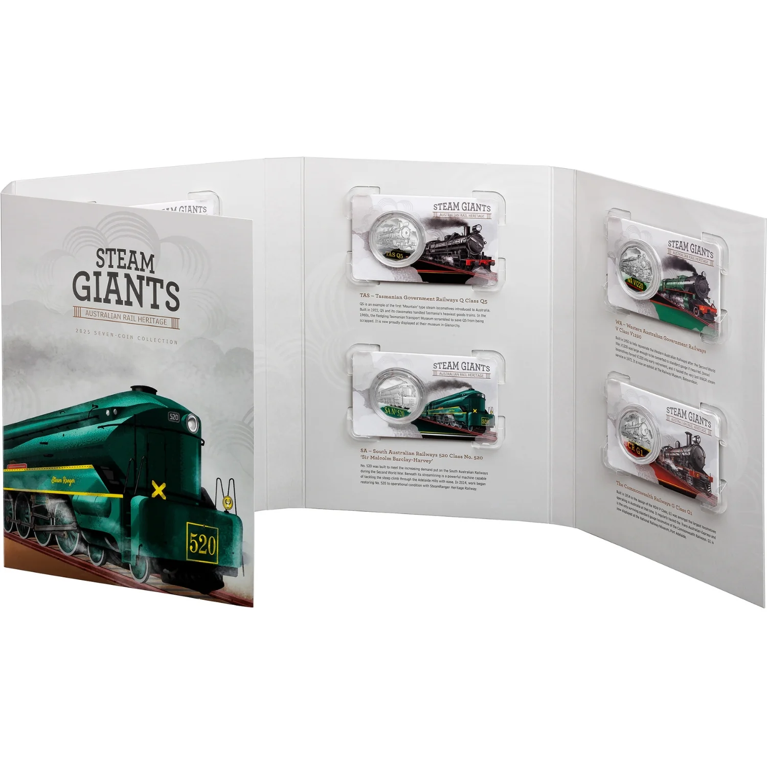 Australia Steam Giants 2025 50c Colour Cupro-Nickel Uncirculated 7-Coin Set - Image 10