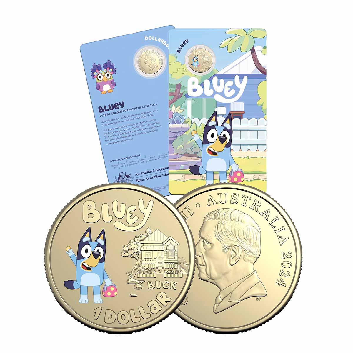 Australian Bluey Dollarbucks - Bluey 2024 $1 Al-Br Coloured Uncirculated Coin - Image 3