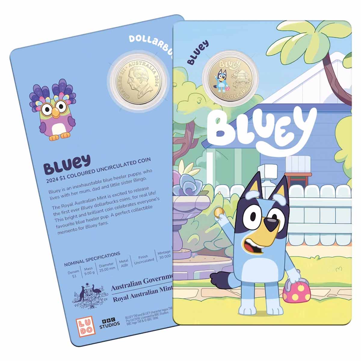 Australian Bluey Dollarbucks - Bluey 2024 $1 Al-Br Coloured Uncirculated Coin - Image 4