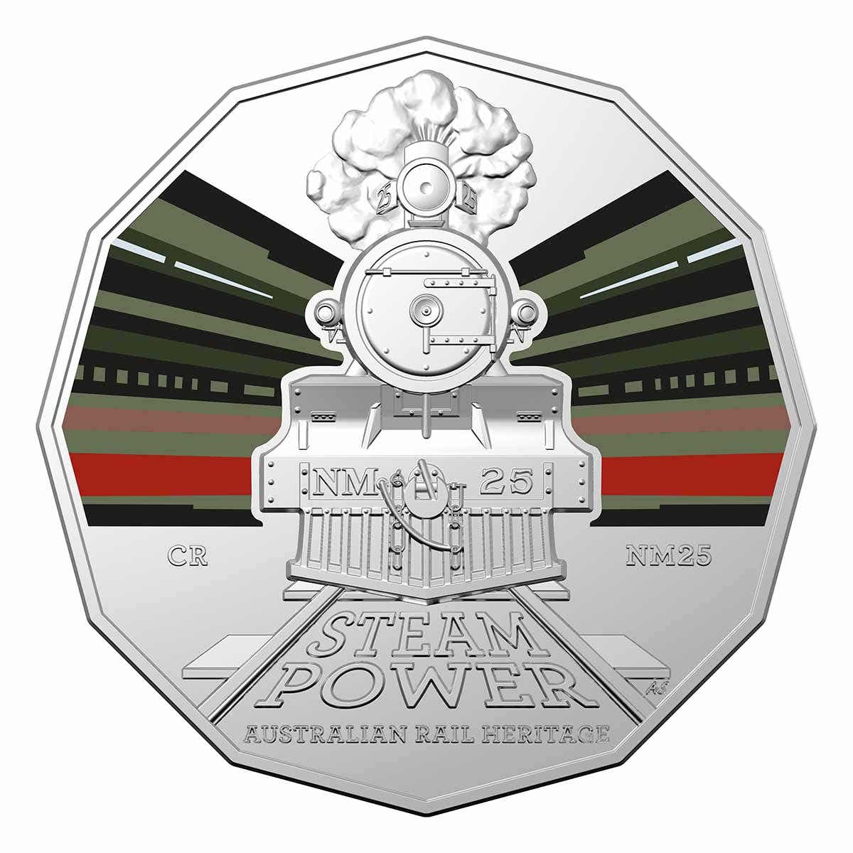 Australian Steam Trains Commonwealth NM 25d 2022 50c Coloured CuNi Uncirculated Coin - Image 2