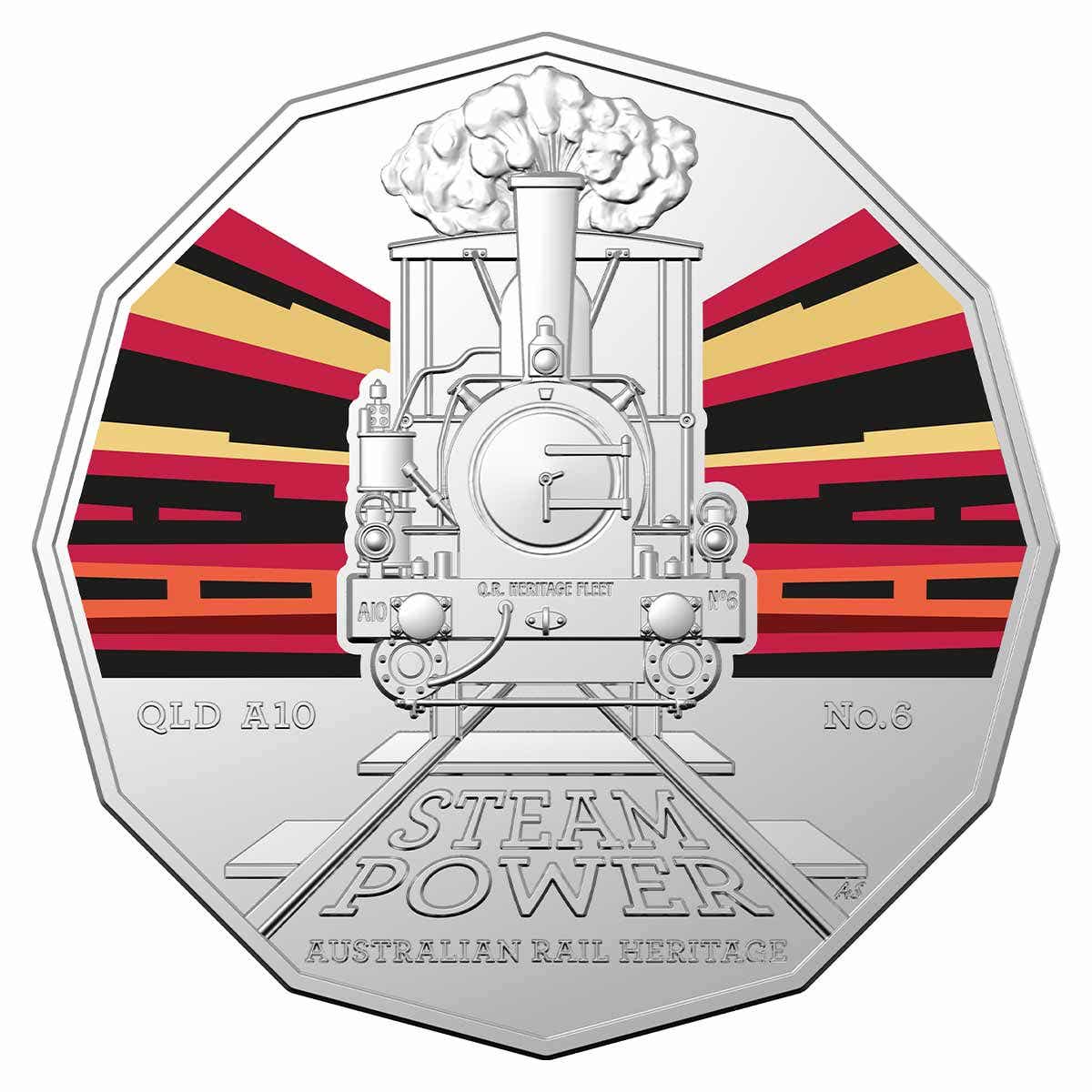 Australia Train Heritage 2022 50c Steam Power Colour Cupro-Nickel Uncirculated Coin - Image 2