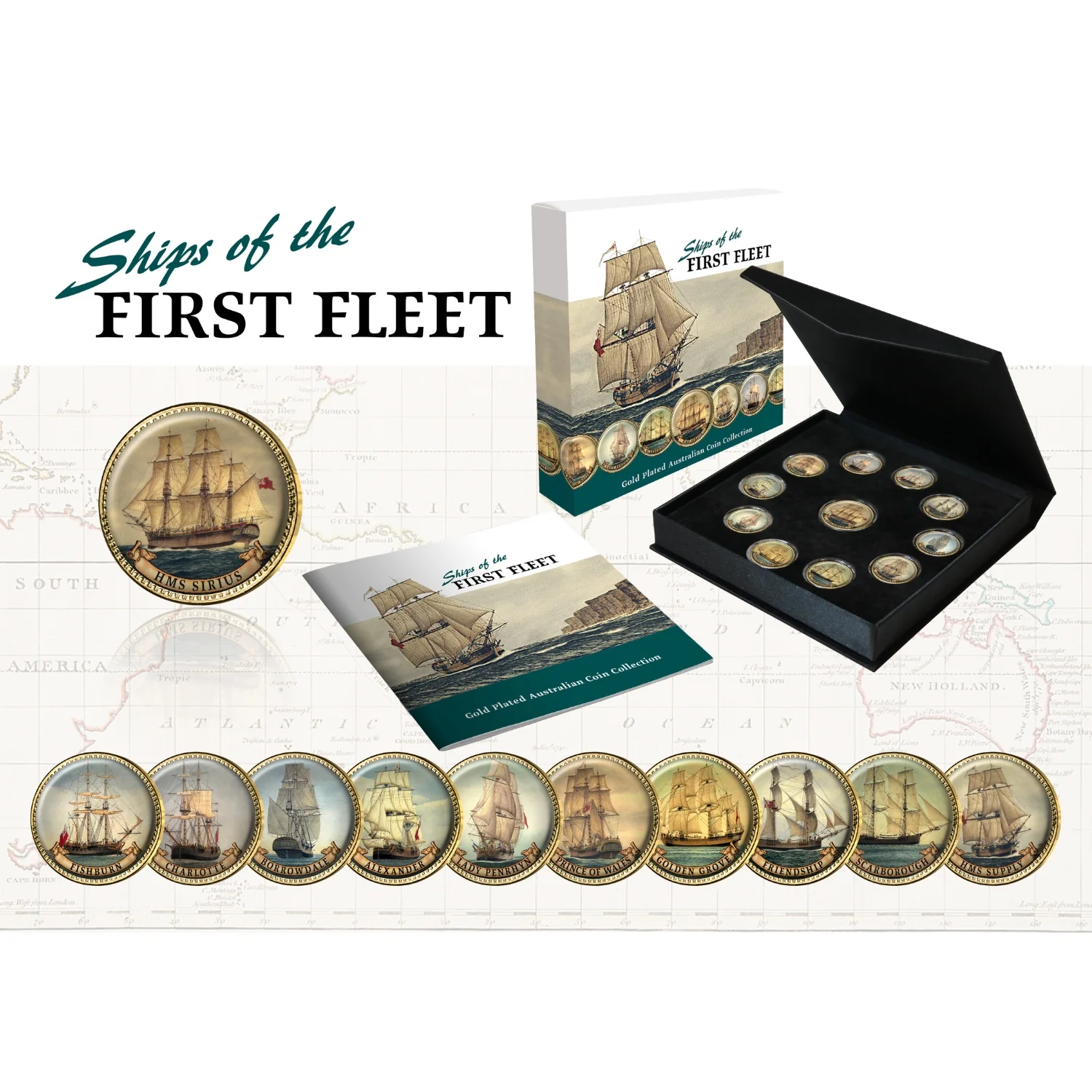 Australia's First Fleet Gold-plated Halfpenny & Penny 11-Coin Collection - Image 15