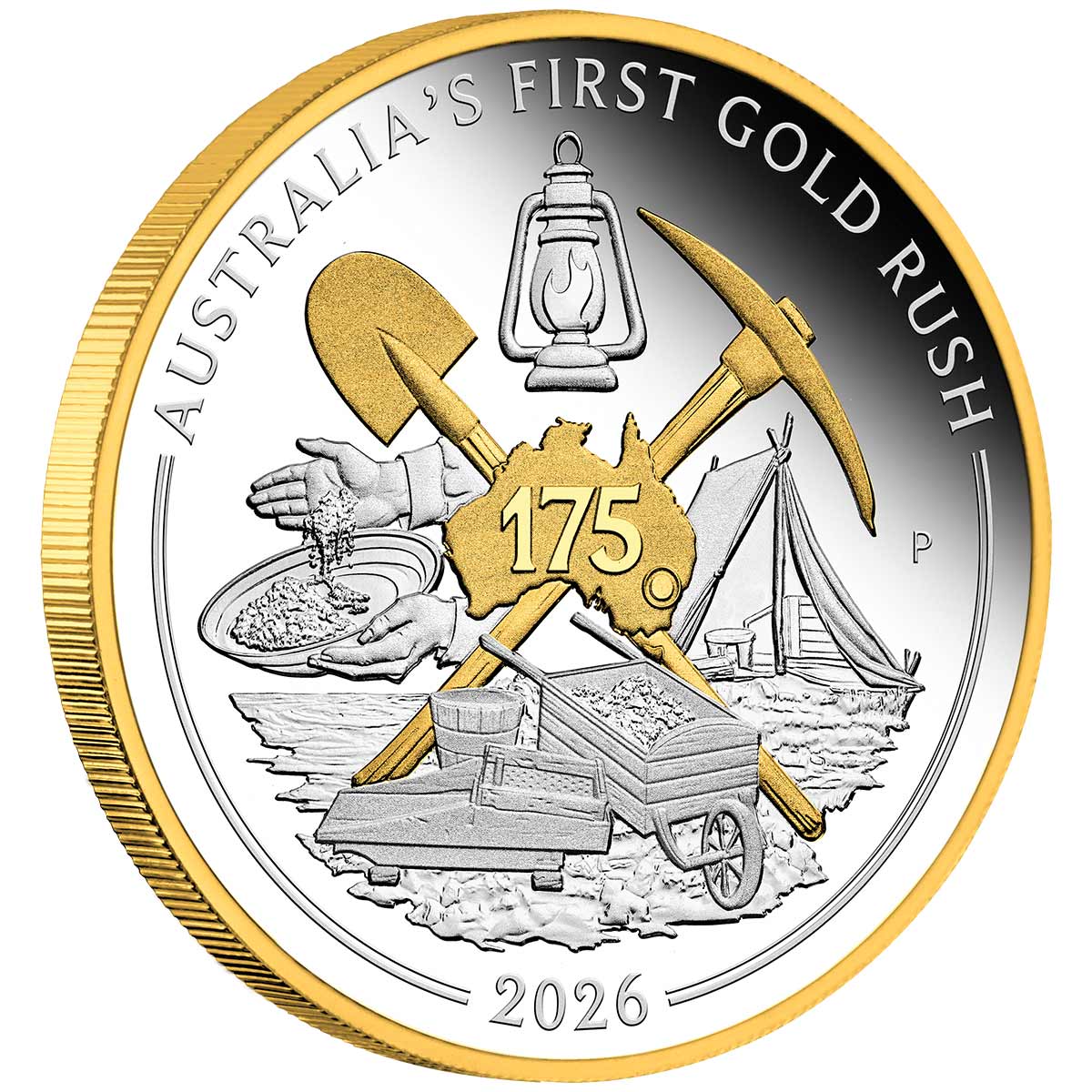 Australia First Gold Rush 175th Anniversary 2026 $1 Gold-plated 1oz Silver Proof Coin - Image 3