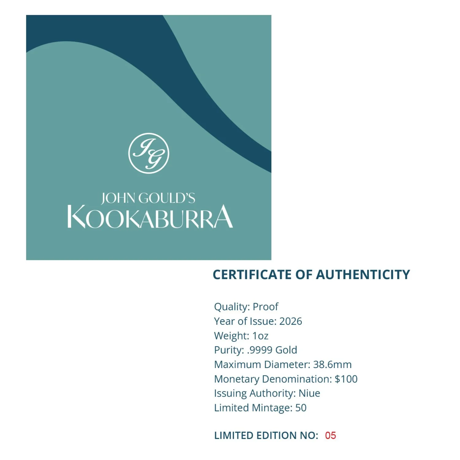 Birds of Australia 2026 $100 Kookaburra 1oz Gold Proof Coin - Image 4