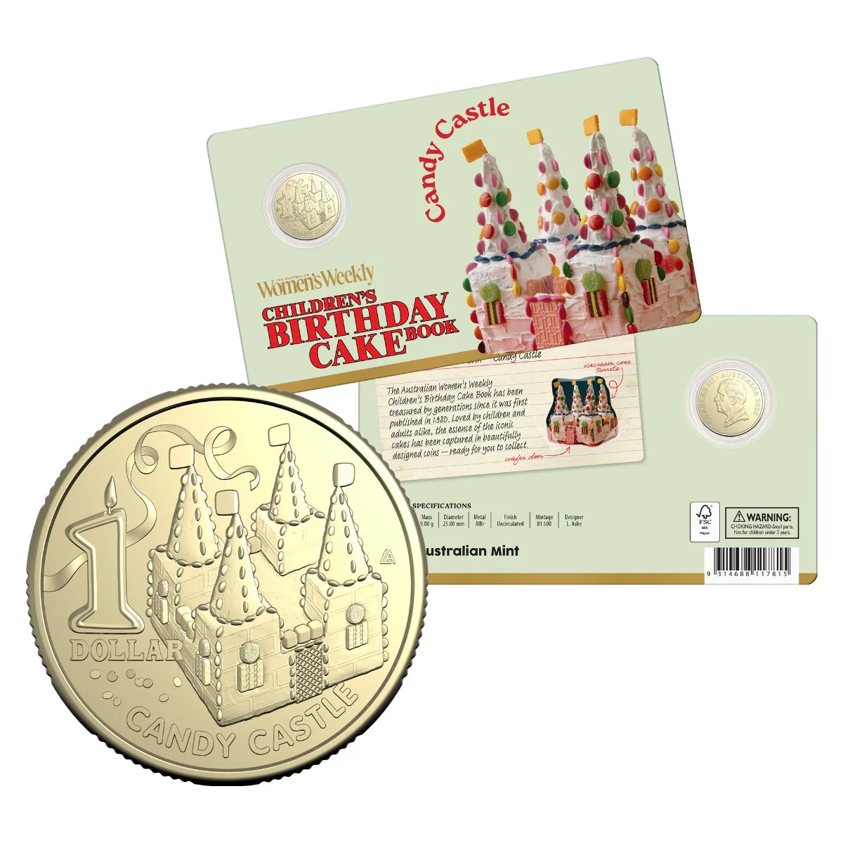 Australia Candy Castle Birthday Cake 2025 $1 Aluminium-Bronze Uncirculated Coin