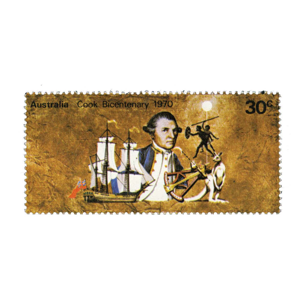 Australia Captain Cook 1970 5c Strip, 30c & 200th Anniversary Stamp Minisheet Mint Unhinged - Image 2