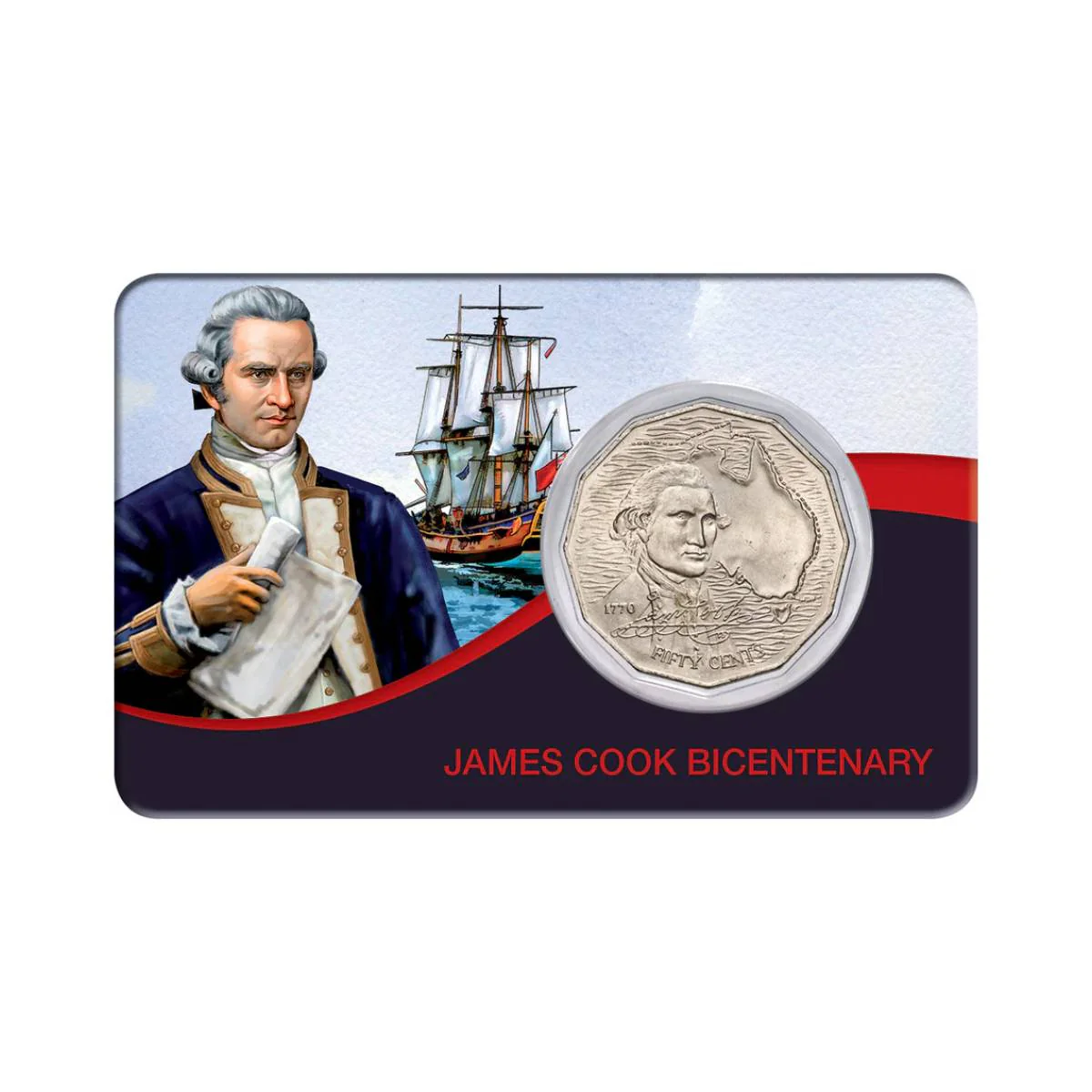 Australia Captain Cook Bicentenary 1970 50c Cupro-Nickel Uncirculated Coin Pack
