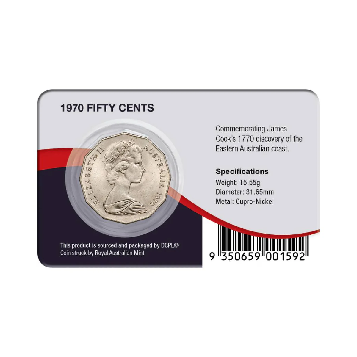Australia Captain Cook Bicentenary 1970 50c Cupro-Nickel Uncirculated Coin Pack - Image 2
