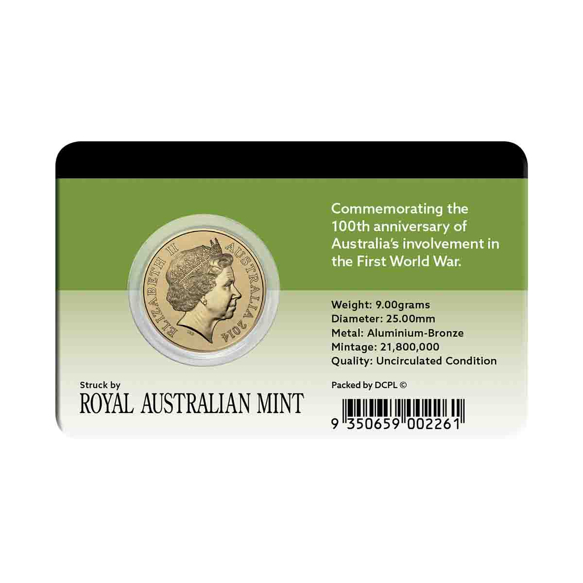 Centenary of WWI 2014 $1 Spirit Lives Al-Br Coin Pack - Image 2