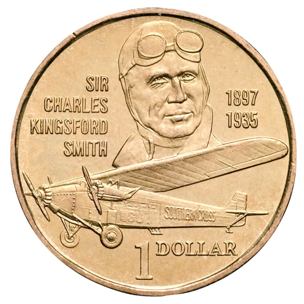 Charles Kingsford Smith 1997 $1 Large Portrait Al-Br Coin Pack - Image 3
