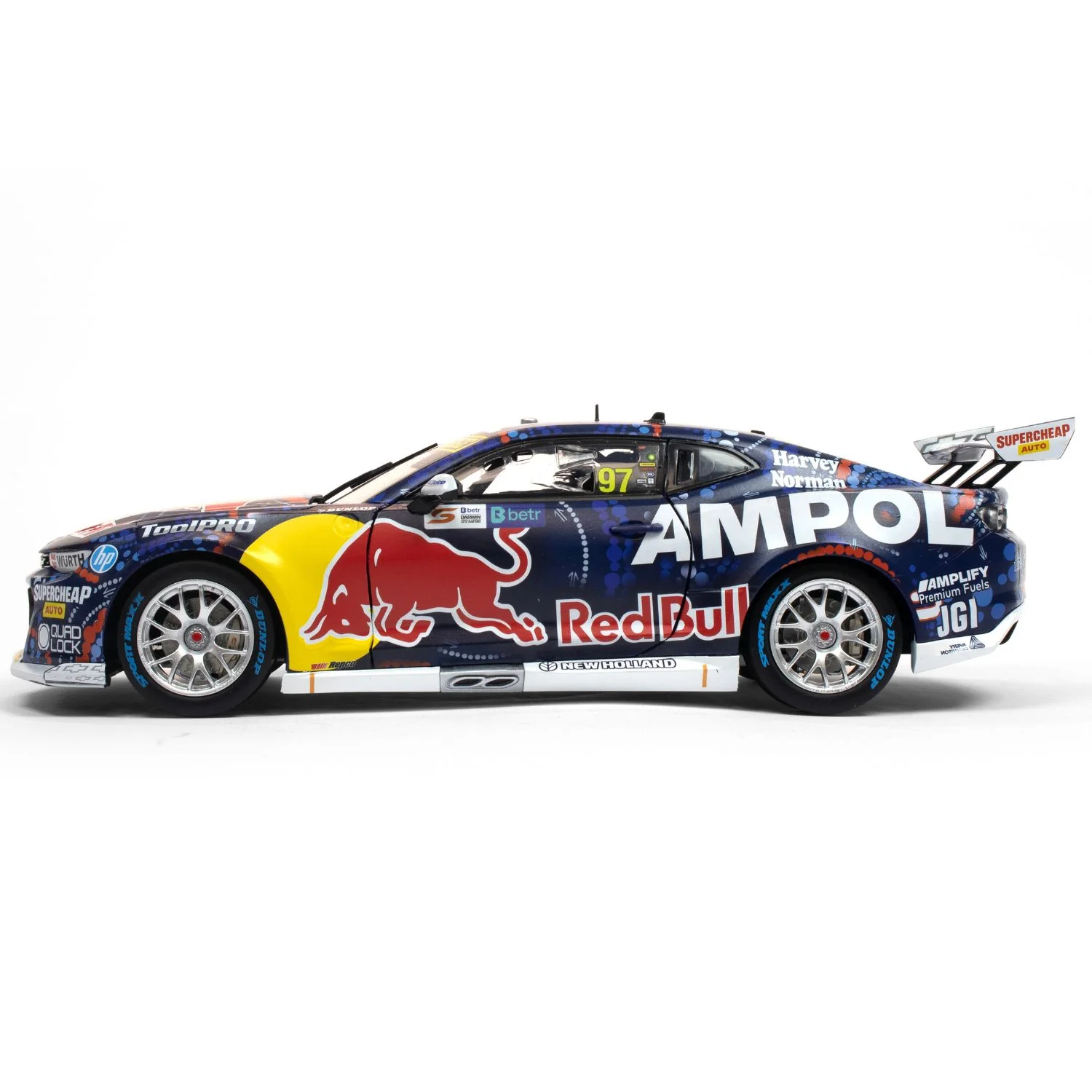 CHEVROLET CAMARO GEN3 ZL1 - RED BULL AMPOL RACING - VAN GISBERGEN #97 - 2023 Betr Darwin Triple Crown - Race 14 Runner-Up - Indigenous Livery - 1:18 Scale Diecast Model Car - Image 2