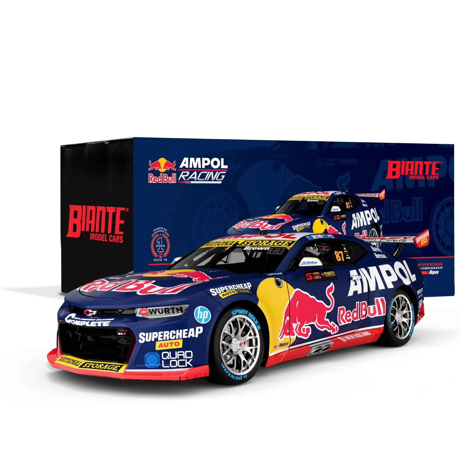 CHEVROLET CAMARO - RED BULL AMPOL RACING - BROWN/PYE #87 - 2024 PENRITE OIL SANDOWN 500 WINNER - 1:43 Scale Diecast Model Car - Image 3
