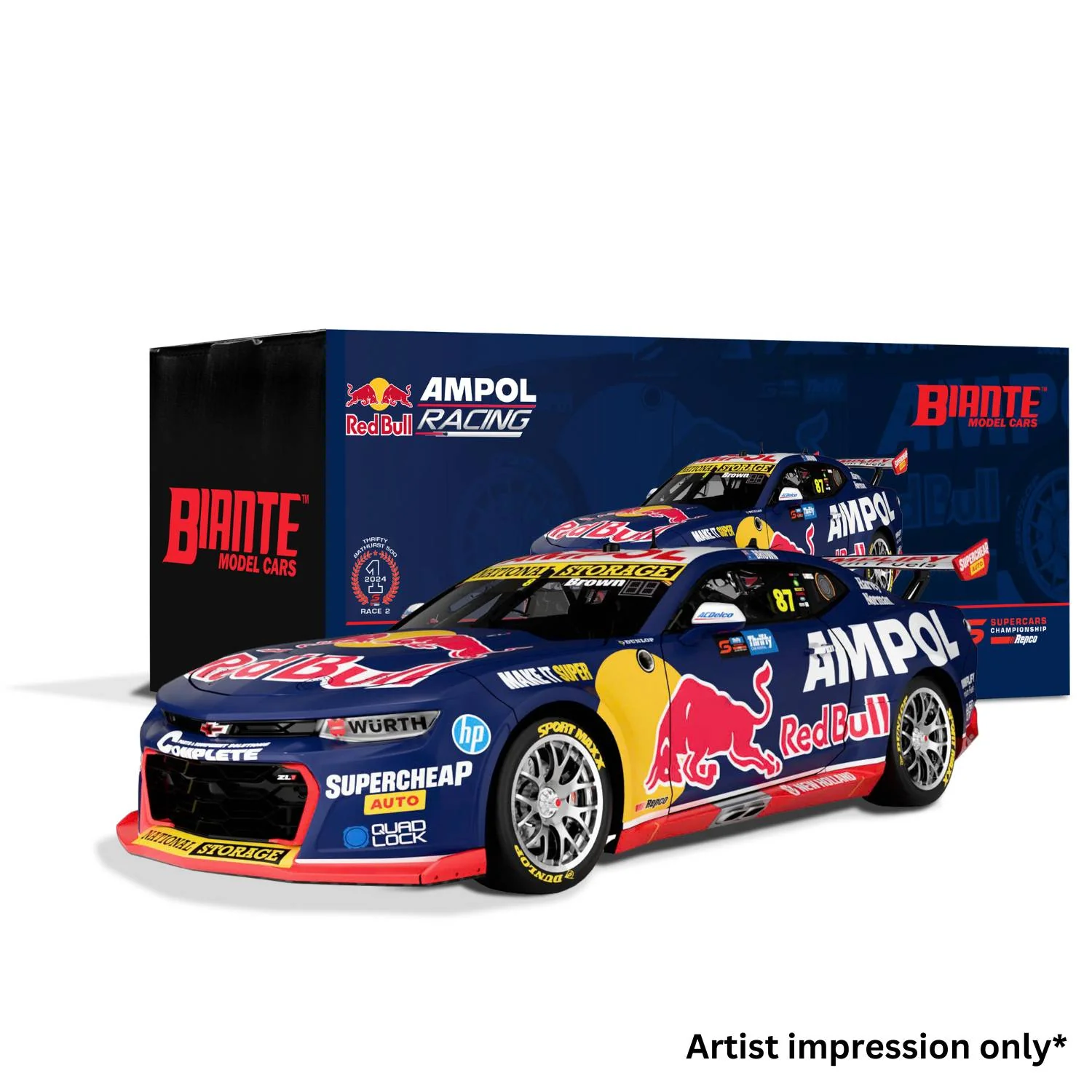 CHEVROLET CAMARO - RED BULL AMPOL RACING - BROWN #87 - 2024 THRIFTY BATHURST 500 - RACE 2 WINNER - 1:18 Scale Diecast Model Car