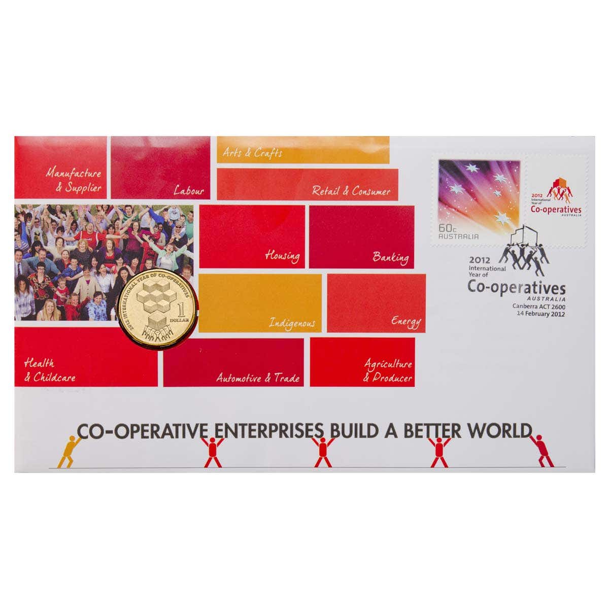 Australia Co-Operatives 2012 $1 Stamp & Coin Cover