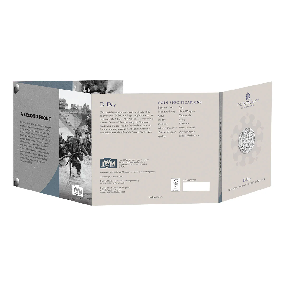 D-Day 2024 50p Cupro-Nickel Brilliant Uncirculated Coin - Image 5