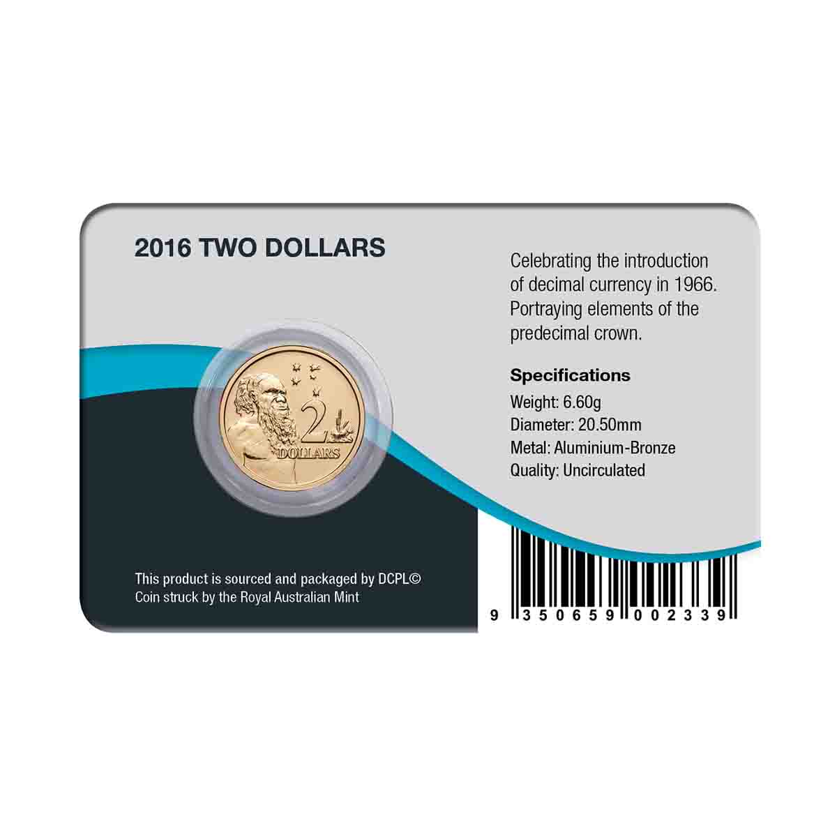 Australia Decimal Currency 50th Anniversary 2016 $2 Aluminium-Bronze Uncirculated Coin Pack - Image 2