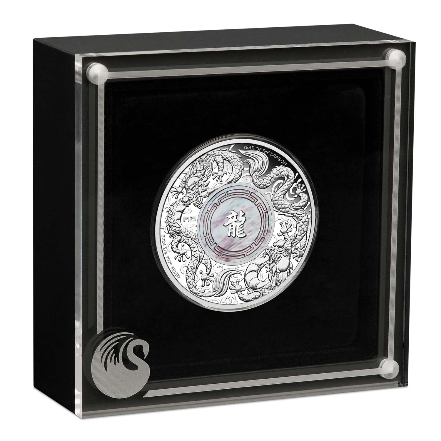 Australia Double Dragon Mother of Pearl 2024 $2 2oz Silver Proof Coin - Image 3