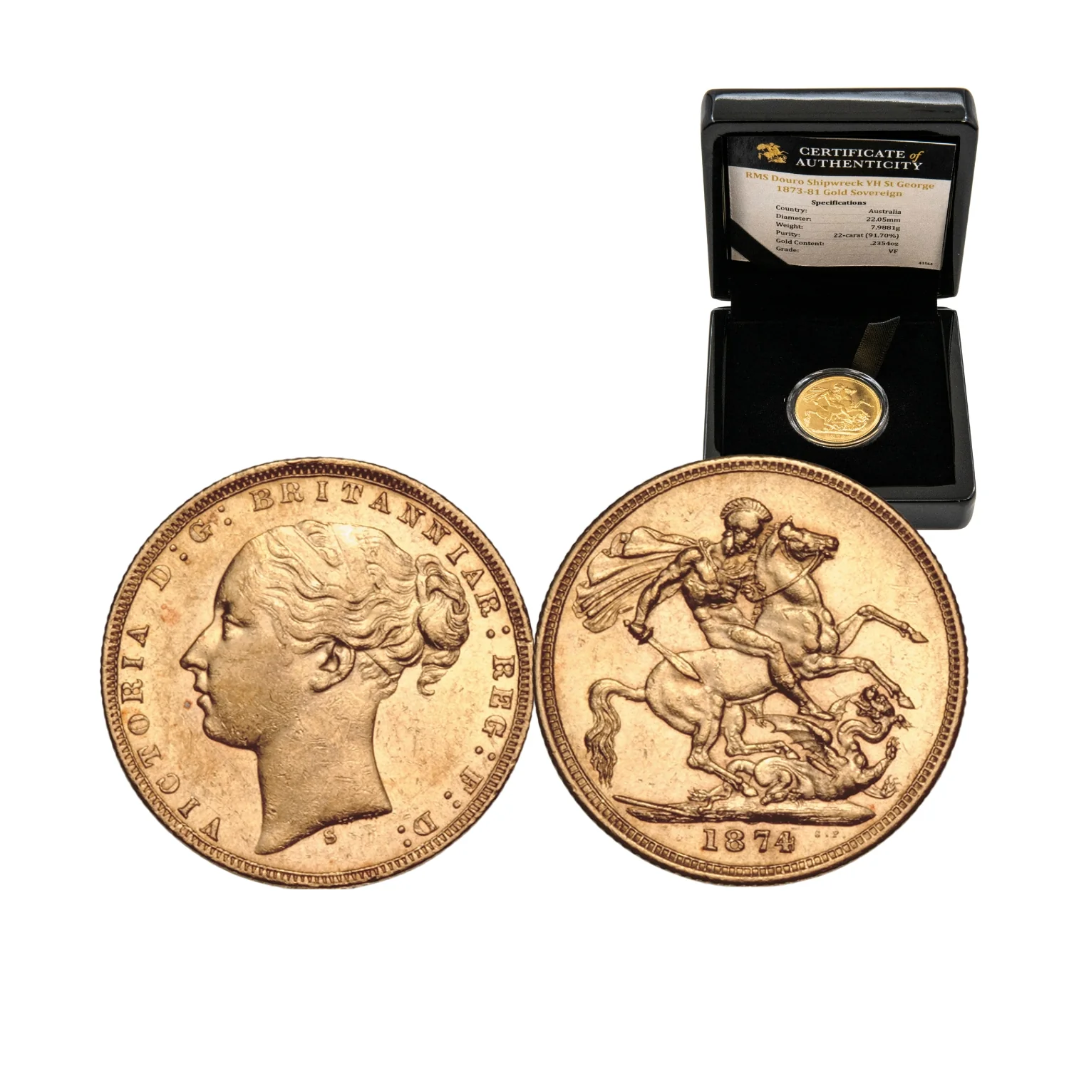 Queen Victoria Douro Shipwreck 1873-80 Gold Sovereign Very Fine (Date of our choice)