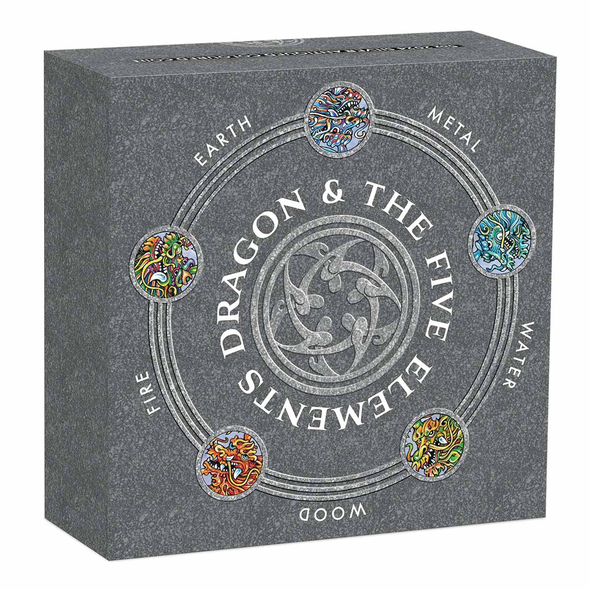 Dragon and the Five Elements 2024 $5 5oz Silver Antiqued Coloured Coin - Image 4