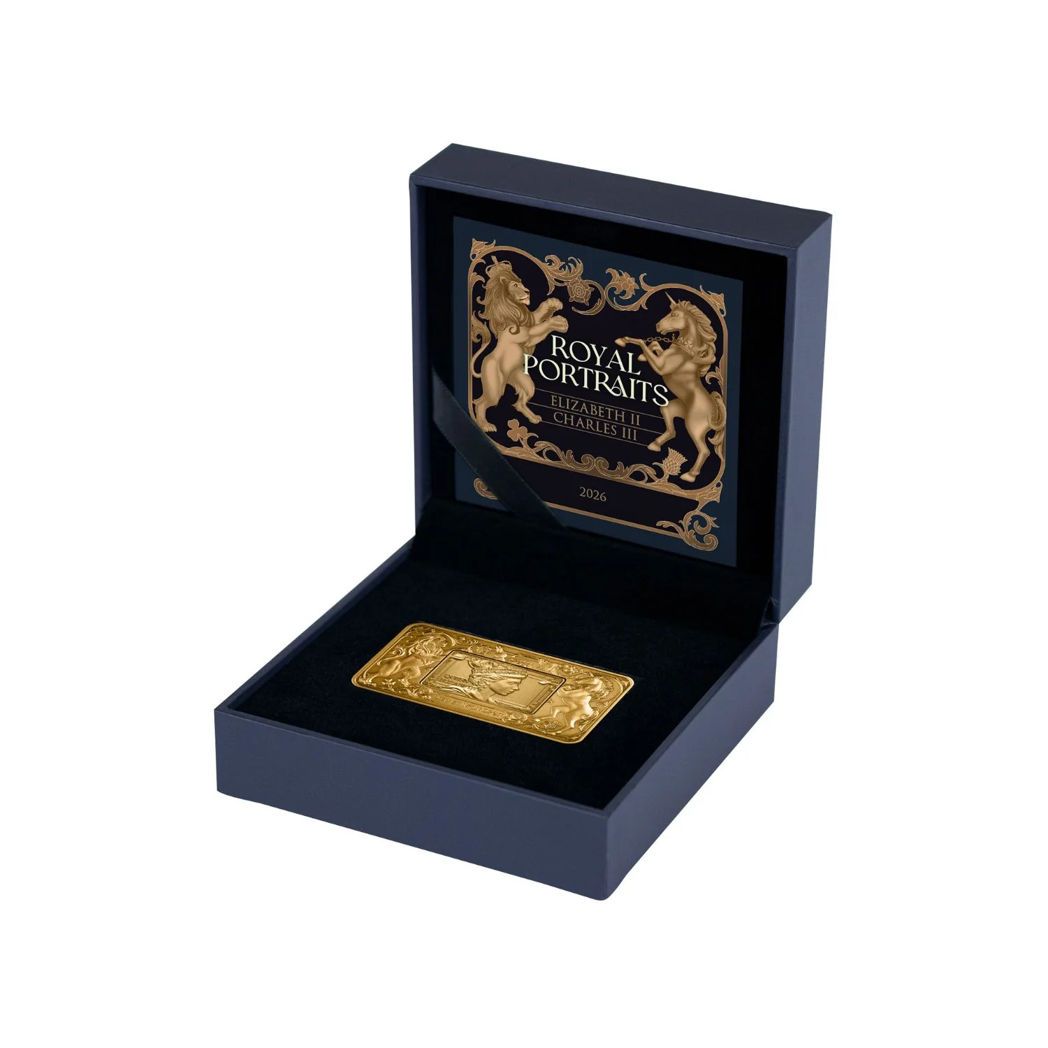 Elizabeth II & Charles III 2026 $5 Revolving Rectangle Gold-plated 2oz Silver Antique Coin - Image 6