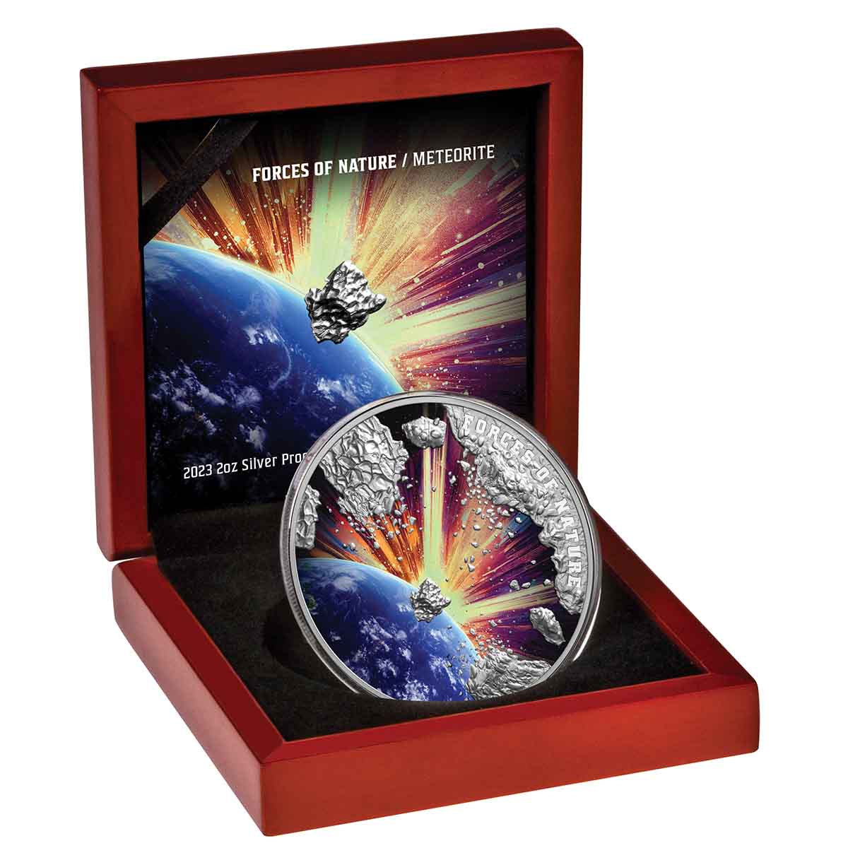 Forces of Nature 2023 $5 Meteorite Ultra High Relief 2oz Silver Proof Coin - Image 4