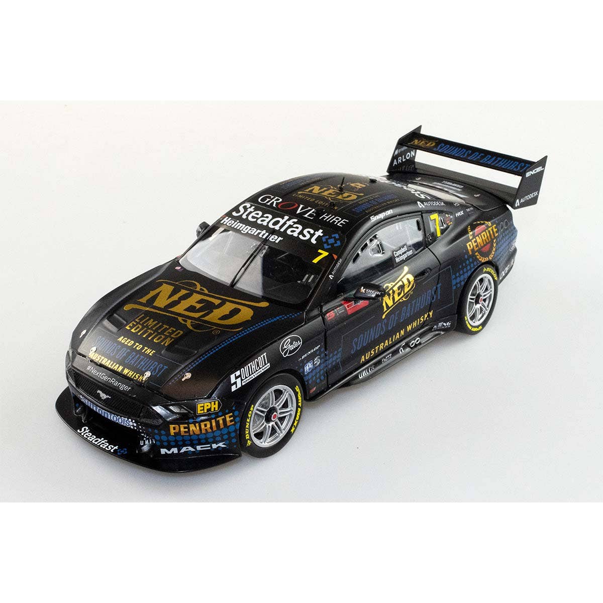 FORD GT MUSTANG - NED RACING - HEIMGARTNER/CAMPBELL #7 - 2021 REPCO Bathurst 1000 - 1:43 Scale Diecast Model Car - Image 5