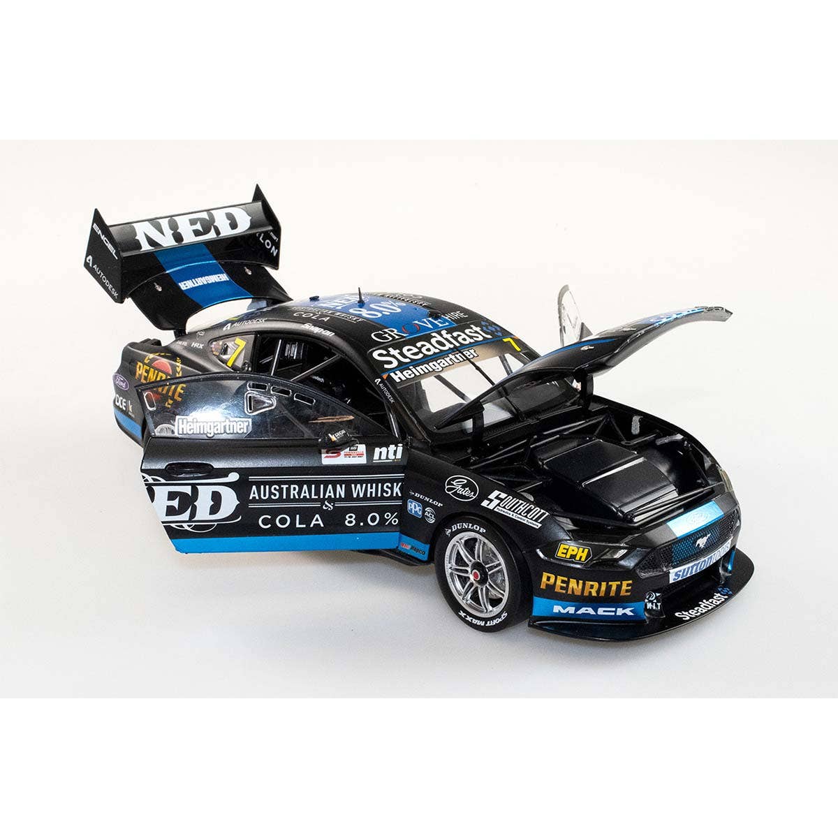 Ford GT Mustang V8 Supercar Ned Racing - Andre Heimgartner #7 - 2021 NTI Townsville 500 - 1:18 Scale Diecast Model Car - Image 2
